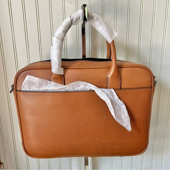 Michael Kors Warren Large Laptop Briefcase New with Shoulder Strap Tan Brown - Picture 5 of 10